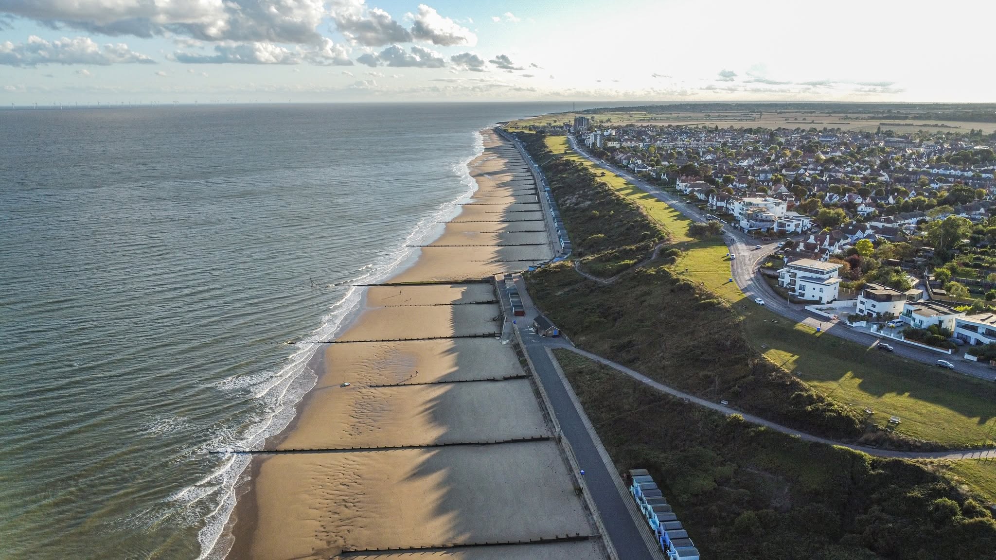 Aerial view of Frinton-on-Sea coastline